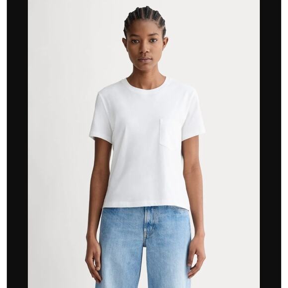 Everlane Size XL White Essential Box Cut Crew Neck Short Sleeve Cotton Knit Top - Picture 2 of 9